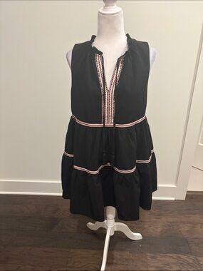 New With Tags By February Black Ruffle Tiered Dress Sz M